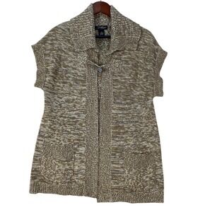 SML Design Women's‎ Sweater Cardigan Vest Brown Lagenlook Size M